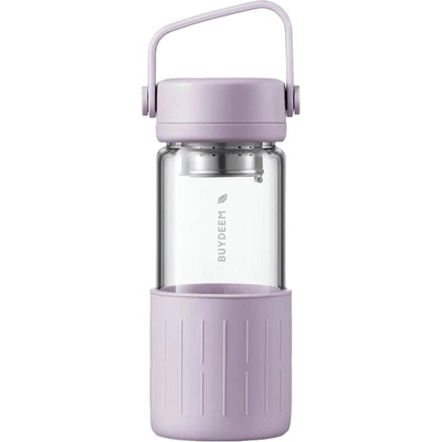 Buydeem CD1008 Portable glass tea bottle 400 ml, Petal Purple (CD1008-PP)