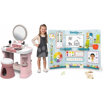 My Beauty Dressing Table Smoby Set kozmetický stolík a škola pre škôlkárov so stoličkou a nastaviteľným zrkadlom