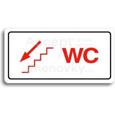 ACCEPT Piktogram WC VLEVO DOLŮ - bílá tabulka - barevný tisk