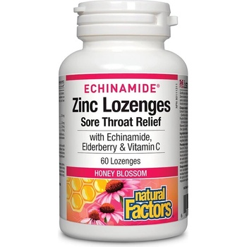 Natural Factors Ехинамид® Цинк за смучене + Ехинацея, Черен бъз и витамин С 60 таблетки, с вкус пчелен мед | Natural Factors (1688 NF)