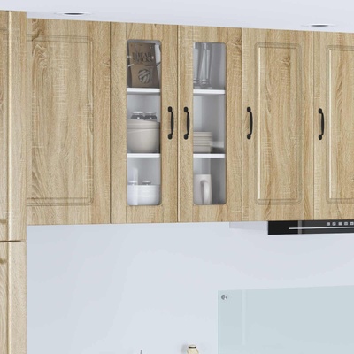 vidaXL Стенен стъклен шкаф PORTO Сонома дъб 60 x 31 x 80 см (885437)