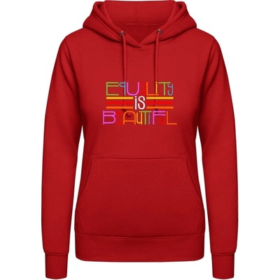 AWDis Hoodie mikina Nápis Rovnosť je krásna ohnivá červená