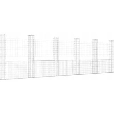 vidaXL Gabionový koš ve tvaru U se 6 sloupky železo 620 x 20 x 200 cm