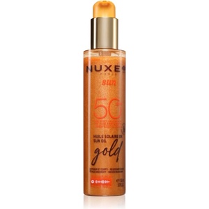 NUXE Sun Sun Oil Gold SPF 50 слънцезащитно олио за лице и тяло с озаряващ ефект 150ml