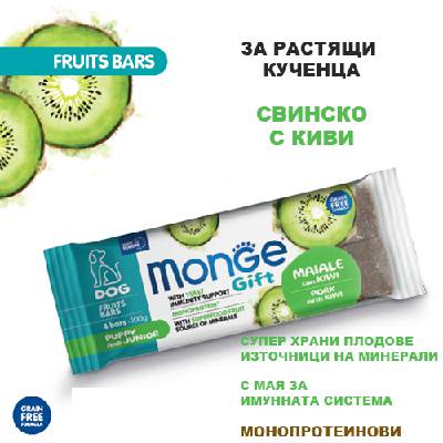 Gift Fruit Bars Puppy Junior - лакомства за кучета, БЕЗ ЗЪРНО, барчета с плодове със свинско и киви за поддържане на имунитета - 100 гр, Италия - 5854