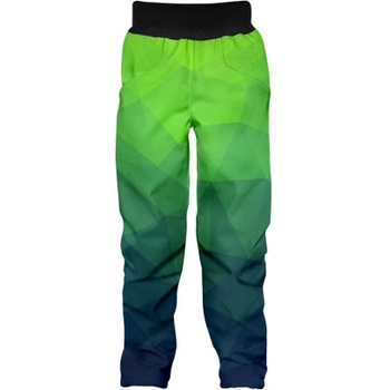 Wamu Dětské softshellové kalhoty Mozaika zelené