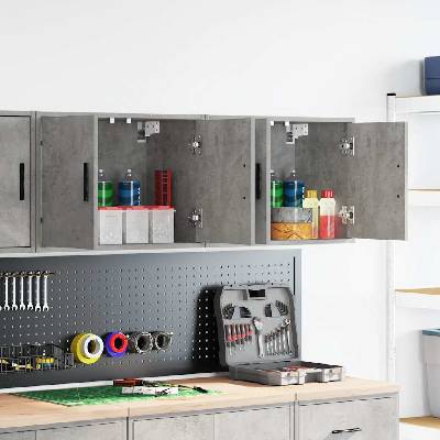 vidaXL гараж стена шкафове, 2 бр, бетонно сиви, инженерно дърво (860650)