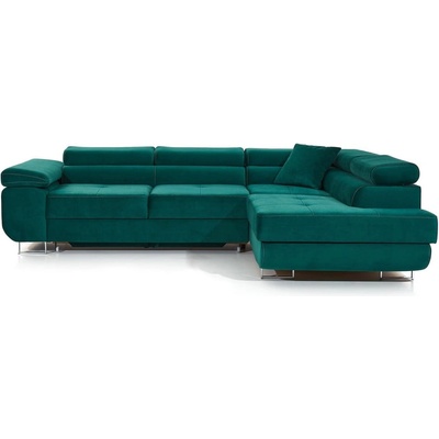 Eltap Зелен кадифен разтегателен ъглов диван с място за съхранение (десен ъгъл L форма) Anton - ELTAP (An_83)