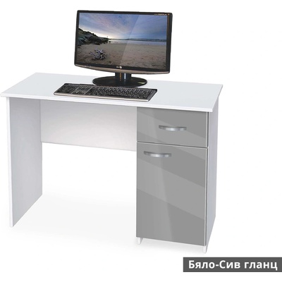 Bogdan Furniture G Бюро Мебели Богдан Модел BM-Ava, ПДЧ с постформинг, Бяло с сив гланц