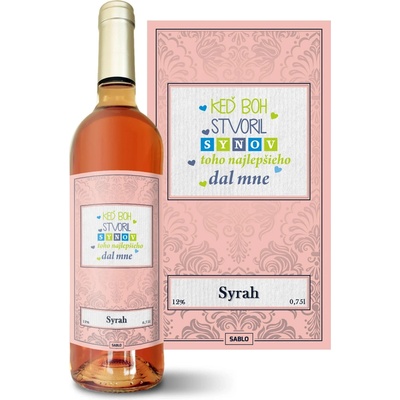 Sablio Keď Boh stvoril synov Syrah ružové suché víno 12 % 0,75 l (čistá fľaša)