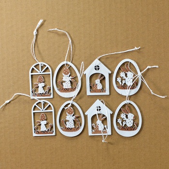 Veľkonočné drevené výrezy 8 ks 7x3,8 cm