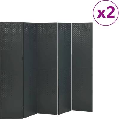 vidaXL 5dílné paravány 2 ks antracitový 200 x 180 cm ocel