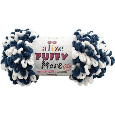 Alize příze Puffy More 6557 tmavě modrá a bílá