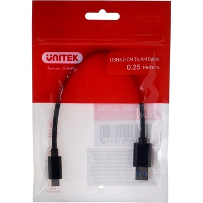 Unitek Y-C490BK USB-C - USB-A 3.1,M/M, 0,25m