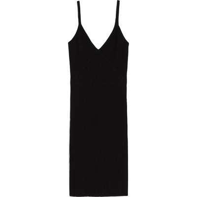 Bershka Плетена рокля черно, размер L