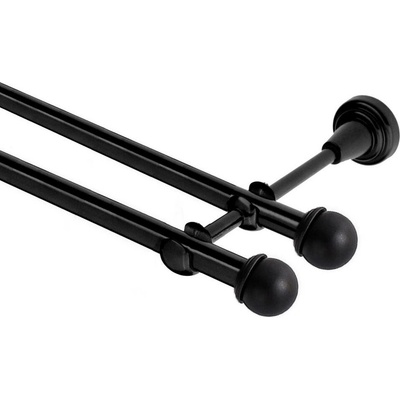 OK-GarnýžeCZ Garnýž kovová dvouřadá 19mm Todi double černá 430 cm do stěny / na tunýlek - bez kroužků