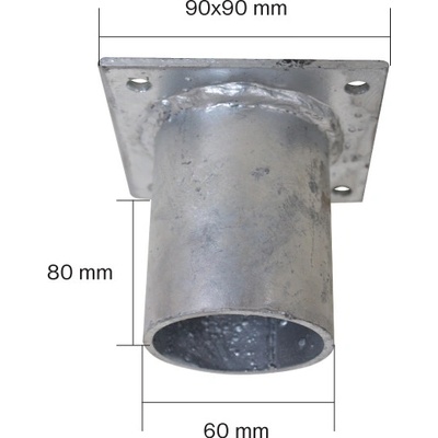 EKOfence Nadstavec na zemnú skrutku plochý Zn 90x90x60mm 2171