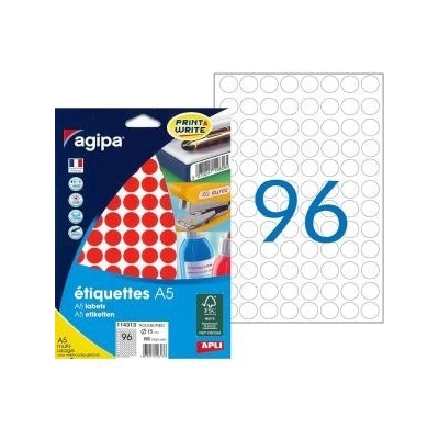 Etikety kruhové 15mm Agipa A5 červené