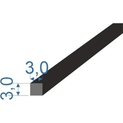 0539003 Pryžový profil 3x3mm NBR 70°Sh čtvercový