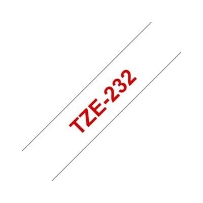 Páska do tiskárny štítků Brother TZ-232, 12mm, červený/bílý, O