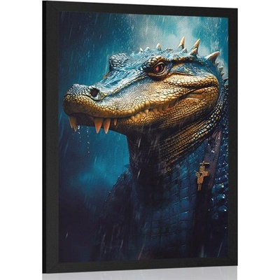 Plakát modro-zlatý krokodýl - 30x45 no frame