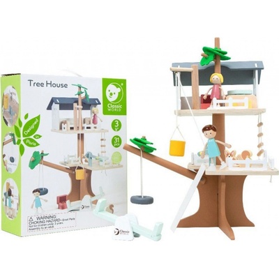 Teddies Dům na stromě s doplňky dřevo 31 ks