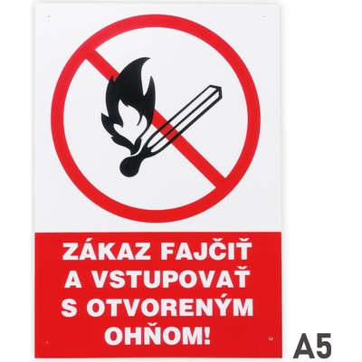 4201 6 S Zákaz fajčiť a vstup.otvor.ohňom A5 samolepka