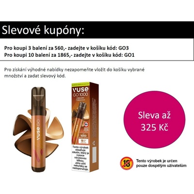 Vuse GO 1000 Pen Mild Tobacco 18 mg 1000 poťahov