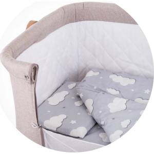 Chipolino Бебешки спален комплект за мини кошара Chipolino - Облаче, Сив (KOSCLOSET012GC)