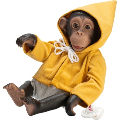 Asi Dolls Кукла маймунка Asi Dolls Animal Reborn - Лола, с жълто палтенце, 32 cm (0608060)