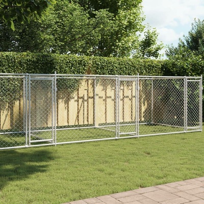 vidaXL Klec pro psy s dvířky 800 x 200 x 150 cm pozinkovaná ocel šedá 9799.3209575