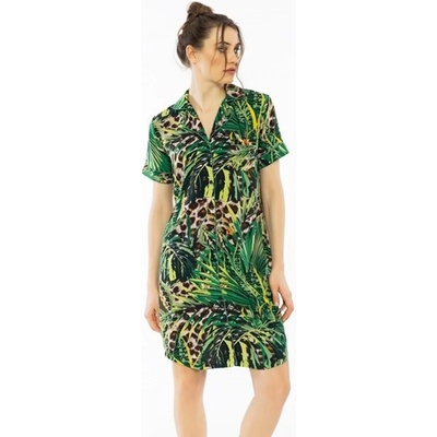 Лятна рокля тип риза с екзотичен десен