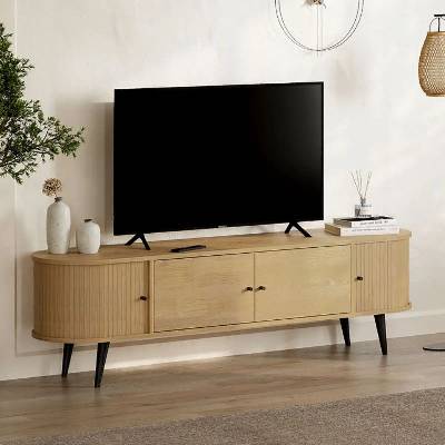 TopMebel Нежен телевизионен шкаф от меламин в сапфирен дъб 180x40x52см