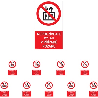 Walteco Nepoužívajte výťah v prípade požiaru, 80x150mm, samolepka Množstvo: 10 ks , 20009BP2