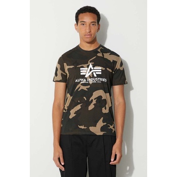 Alpha Industries Памучна тениска Alpha Industries Basic T-Shirt Camo в зелено с десен 100501C. 408 (100501C.408)