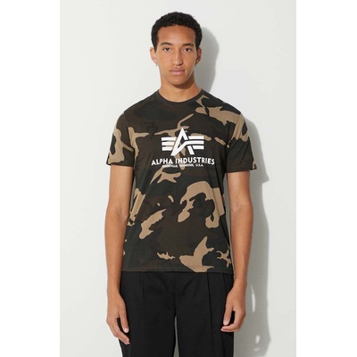 Alpha Industries Памучна тениска Alpha Industries Basic T-Shirt Camo в зелено с десен 100501C. 408 (100501C.408)