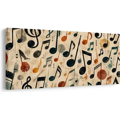 Obraz barevné muzikální noty - 60x30
