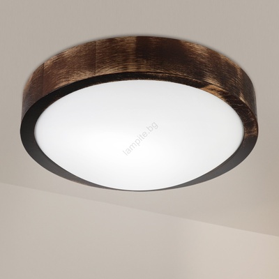 Brilagi - Плафон CARVALHO SLIM SMOKEY 1xE27/60W/230V, дъб, диаметър 27, 5 cm (BG2349)