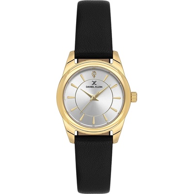 Daniel Klein DK. 1.13930-3 Дамски часовник, Черен- Сив циферблат с кристали, Черна кожена каишка