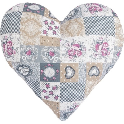 Bellatex Polštář ve tvaru srdce patchwork 42x40