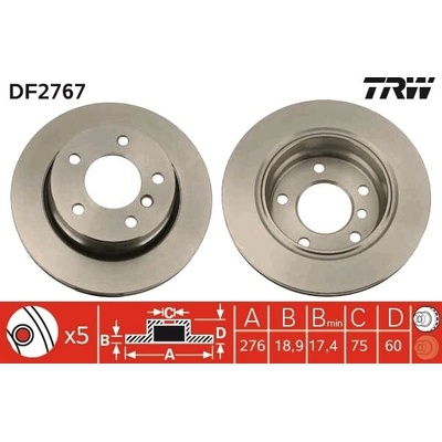 Brzdový kotúč TRW DF2767
