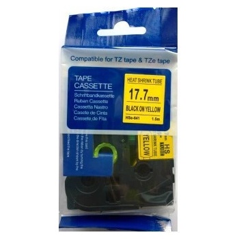 Pro Brother Съвместима лента с Brother HSe-641, 17, 7mm x 1, 5m, черен печат / жълт фон (HSE641)
