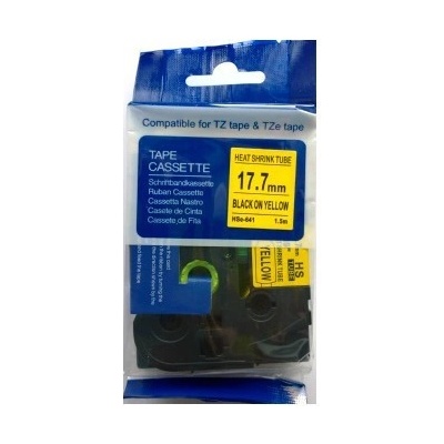 Compatible Съвместима лента с Brother HSe-641, 17, 7mm x 1, 5m, черен печат / жълт фон (HSE641)