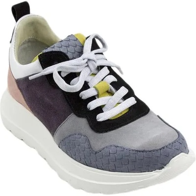 Български обувки Дамски маратонки многоцветни с висока платформа 214greypink