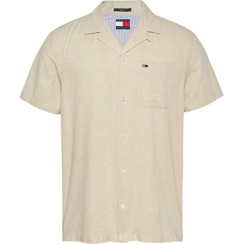 Tommy Hilfiger Риза Tommy Jeans Men's Linen Blend Short-Sleeve Plain Shirt - Newsprint
