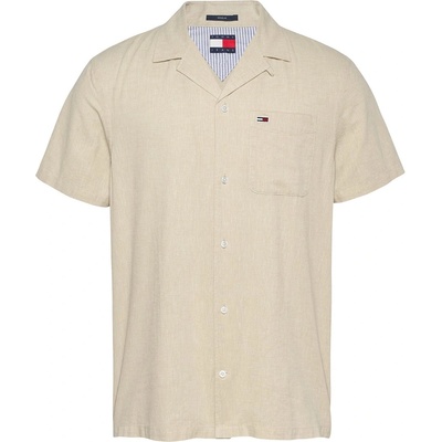 Tommy Hilfiger Риза Tommy Jeans Men's Linen Blend Short-Sleeve Plain Shirt - Newsprint
