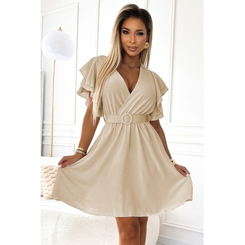 Numoco Дамска рокля с плик деколте, ръкави и колан - бежова numoco | Bezhov | ЖЕНИ | ЕДИН РАЗМЕР