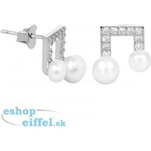 JwL Luxury Pearls strieborné náušnice Noty s pravou perlou a zirkónmi JL0414