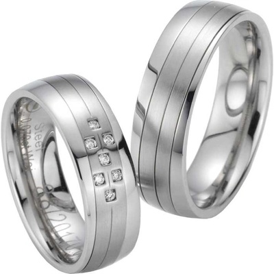 Snubní prsteny ocelové s diamanty ST20170