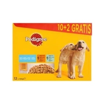 Pedigree Junior kuracie & jahňacie & hydinové & hovädzie s ryžou v želé 12 x 100 g